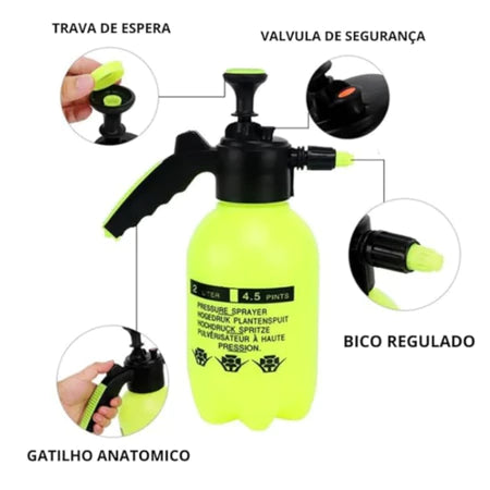 Pulverizador 2 Litros Borrifador Manual Spray Com Valvula Alta Pressão