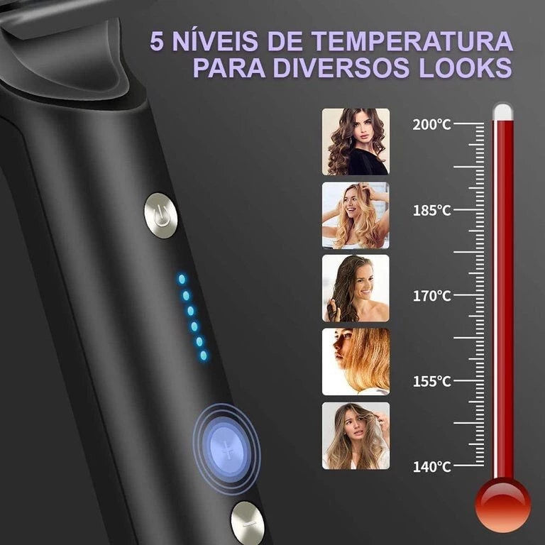 Escova Alisadora Bivolt 5 em 1 Preto - Alisa, Hidrata, Modela, Alinha e Anti-Frizz