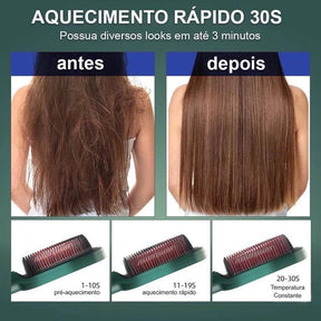 Escova Alisadora Bivolt 5 em 1 Preto - Alisa, Hidrata, Modela, Alinha e Anti-Frizz